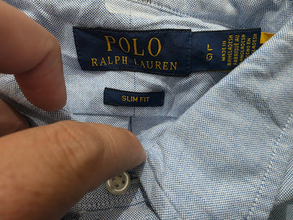Camisa Ralph Lauren Grande L Slim Fit Azul Pony Colores