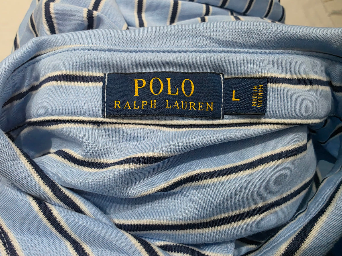Playera Ralph Lauren Grande L Polo Azul Claro Lineas