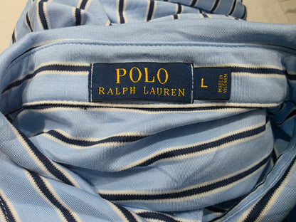 Playera Ralph Lauren Grande L Polo Azul Claro Lineas