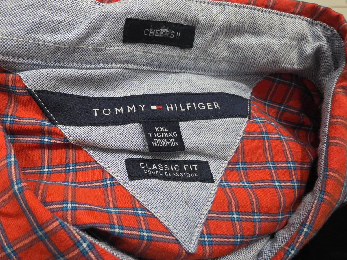 Camisa Tommy Hilfiger Xxl Classic Fit Cuadro Naranja