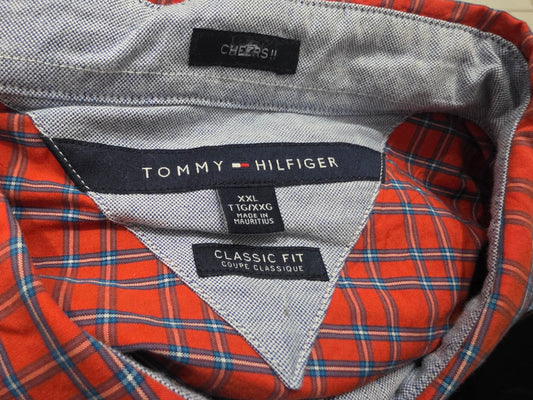 Camisa Tommy Hilfiger Xxl Classic Fit Cuadro Naranja