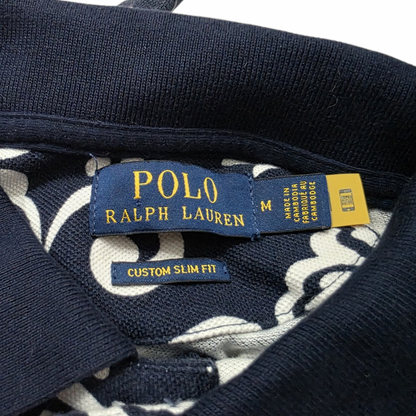 Playera Polo Ralph Lauren Mediana M Azul Y Blanco Flores (Usado)