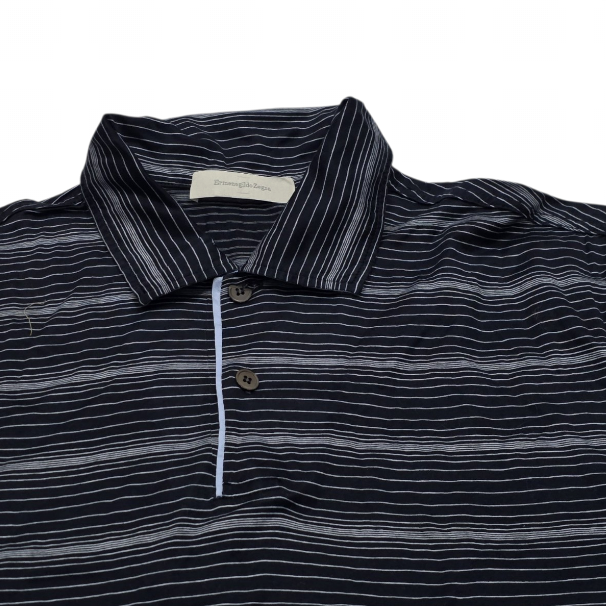 Playera Zegna Polo Grande L Azul Lineas (Usado)
