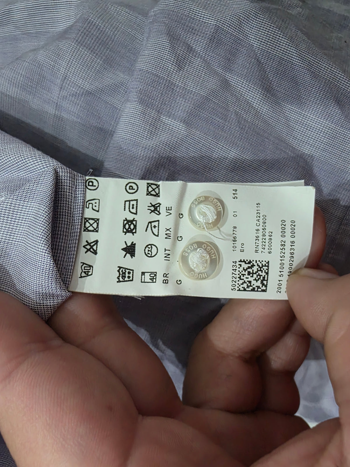 Camisa Hugo Boss Grande L Lila Cuadros (Usado)