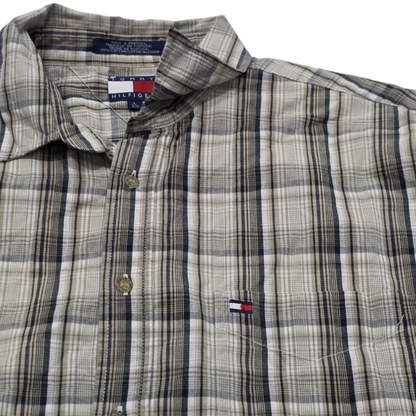 Camisa Tommy Hilfiger Grande L Cuadro Cafe Manga Corta (Usado)