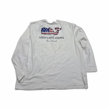 Playera Vineyard Vines 2xl Blanca Manga Larga Bandera (Usado)