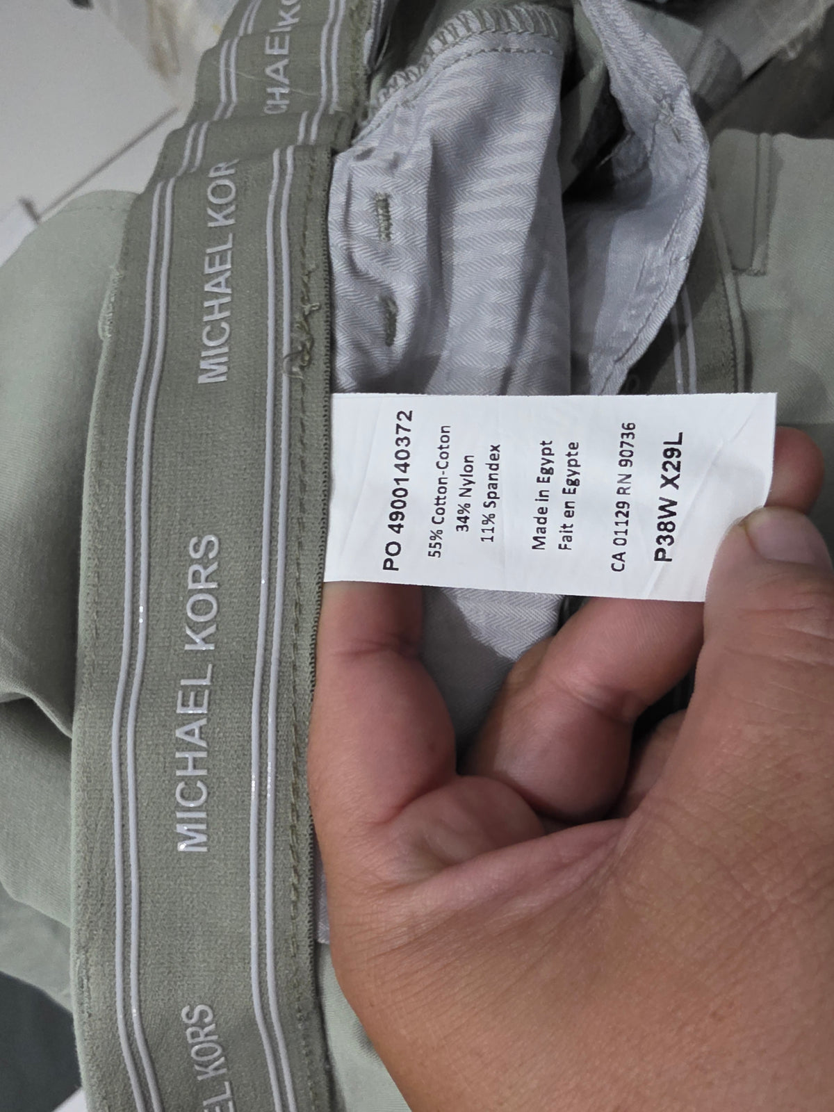 Pantalon Michael Kors 38x29 Slimfit Verde Stretch (Usado)