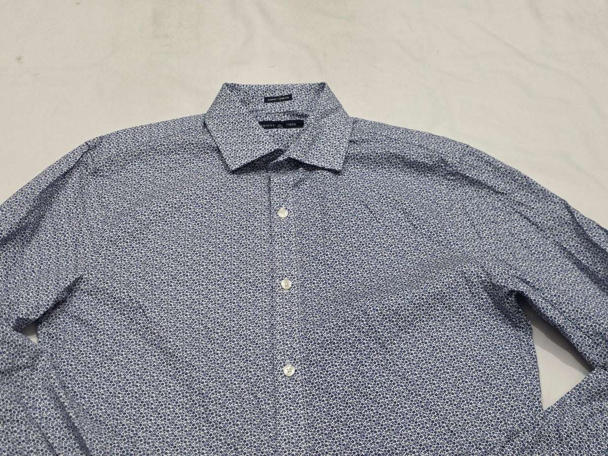 Camisa Tommy Hilfiger Mediana 15 32-33 Slimfit Blanca Flores (Usado)