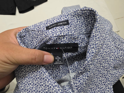 Camisa Tommy Hilfiger Mediana 15 32-33 Slimfit Blanca Flores (Usado)