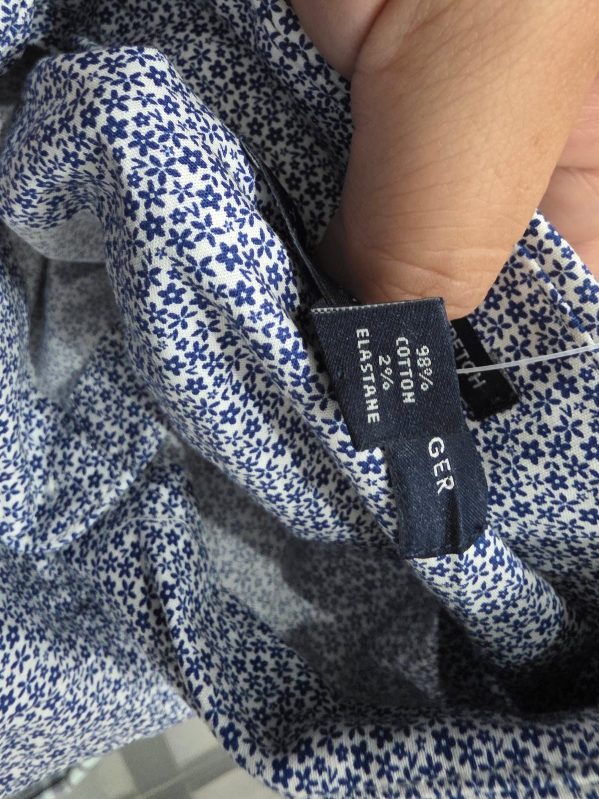 Camisa Tommy Hilfiger Mediana 15 32-33 Slimfit Blanca Flores (Usado)