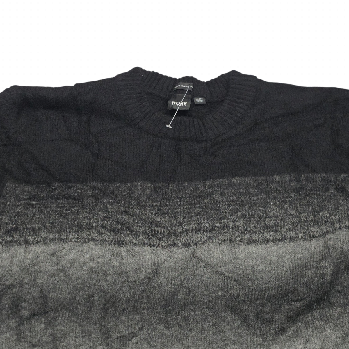 Sueter Boss Grande L Negro Gris Lana (Usado)