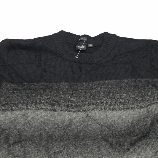 Sueter Boss Grande L Negro Gris Lana (Usado)