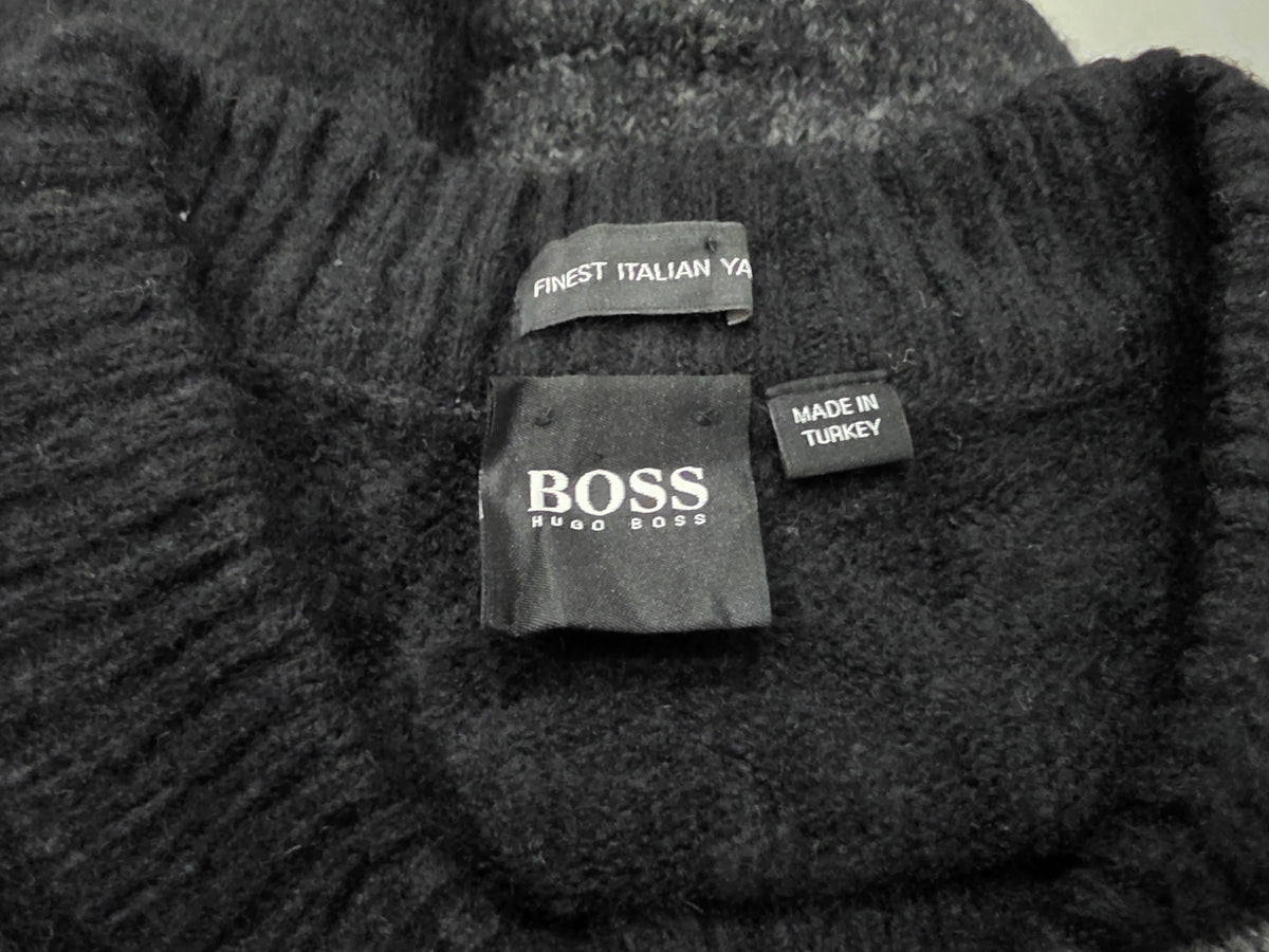 Sueter Boss Grande L Negro Gris Lana (Usado)