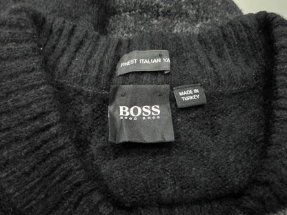 Sueter Boss Grande L Negro Gris Lana (Usado)