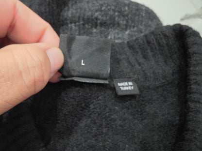 Sueter Boss Grande L Negro Gris Lana (Usado)