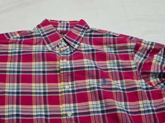 Camisa Ralph Lauren Grande L Custom Fit Cuadro Rosa Y Azul (Usado)
