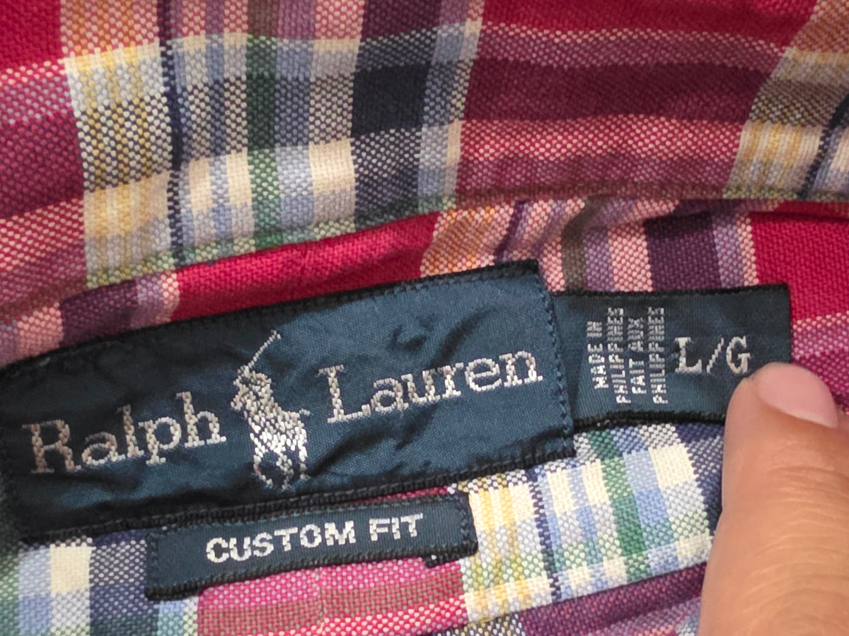 Camisa Ralph Lauren Grande L Custom Fit Cuadro Rosa Y Azul (Usado)