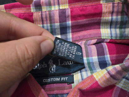 Camisa Ralph Lauren Grande L Custom Fit Cuadro Rosa Y Azul (Usado)