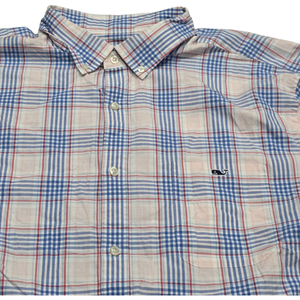 Camisa Vineyard Vines 2xl Classic Fit Cuadro Azul Y Blanco (Usado)