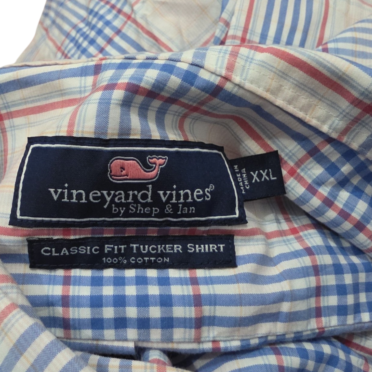 Camisa Vineyard Vines 2xl Classic Fit Cuadro Azul Y Blanco (Usado)