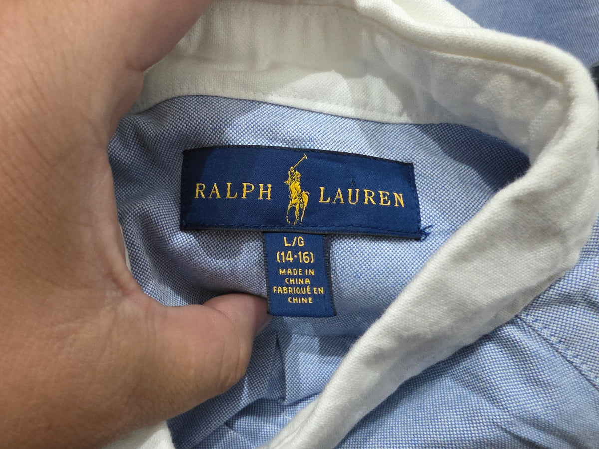 Camisa Ralph Lauren Adolescente L 14-16 Azul Letras (Usado)