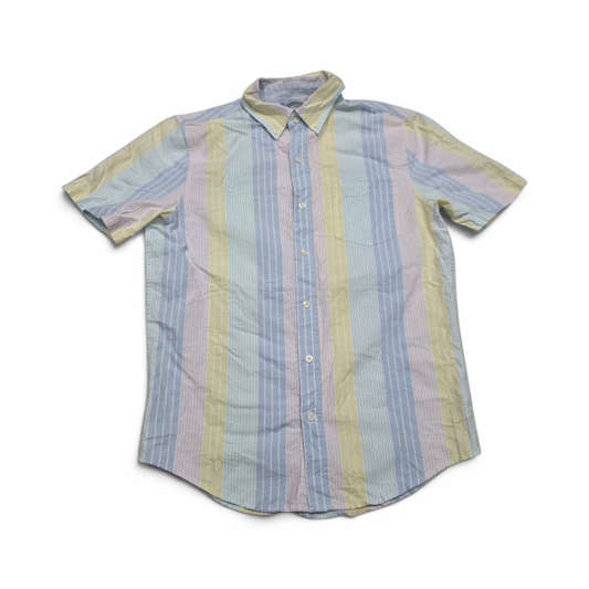 Camisa Chaps Chico S Lineas Azul Y Rosa Colores Manga Corta (Usado)