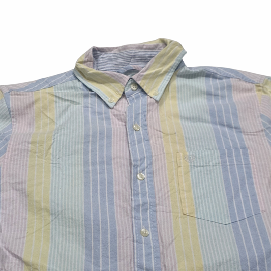 Camisa Chaps Chico S Lineas Azul Y Rosa Colores Manga Corta (Usado)