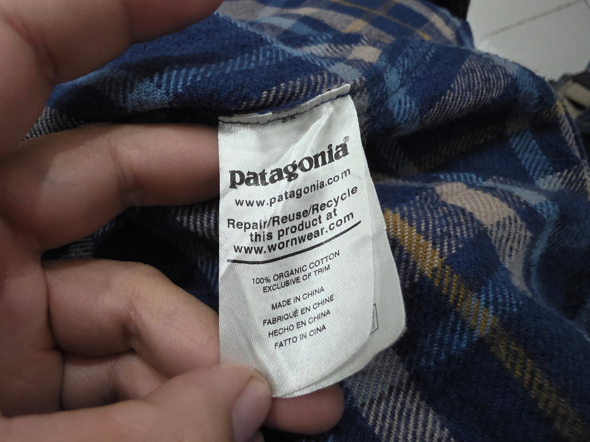 Camisa Patagonia Chico S Cuadros Azul Cafe Franela (Usado)