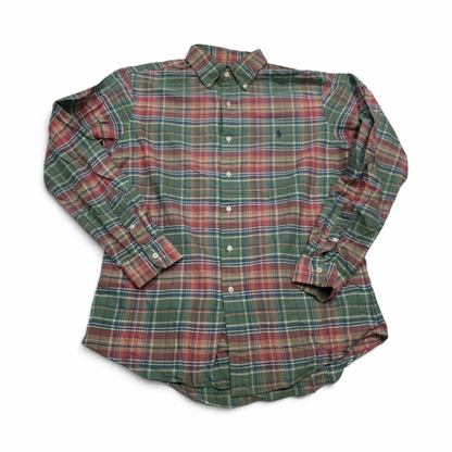 Camisa Ralph Lauren Mediana M Customfit Cuadro Verde Y Azul (Usado)