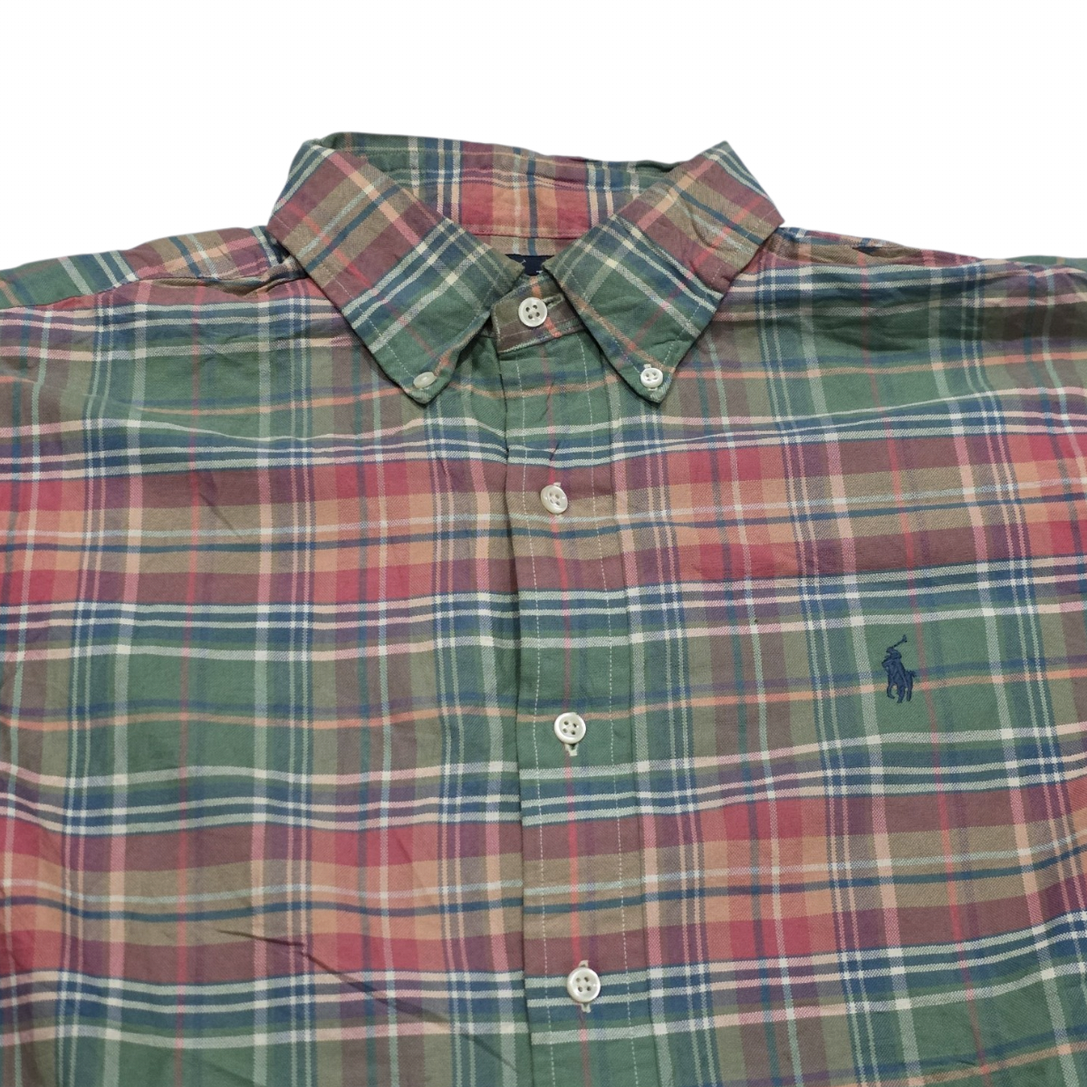 Camisa Ralph Lauren Mediana M Customfit Cuadro Verde Y Azul (Usado)