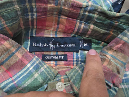 Camisa Ralph Lauren Mediana M Customfit Cuadro Verde Y Azul (Usado)
