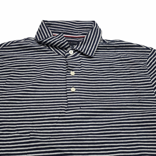Playera Tommy Hilfiger Mediana M Azul Y Gris Lineas (Usado)