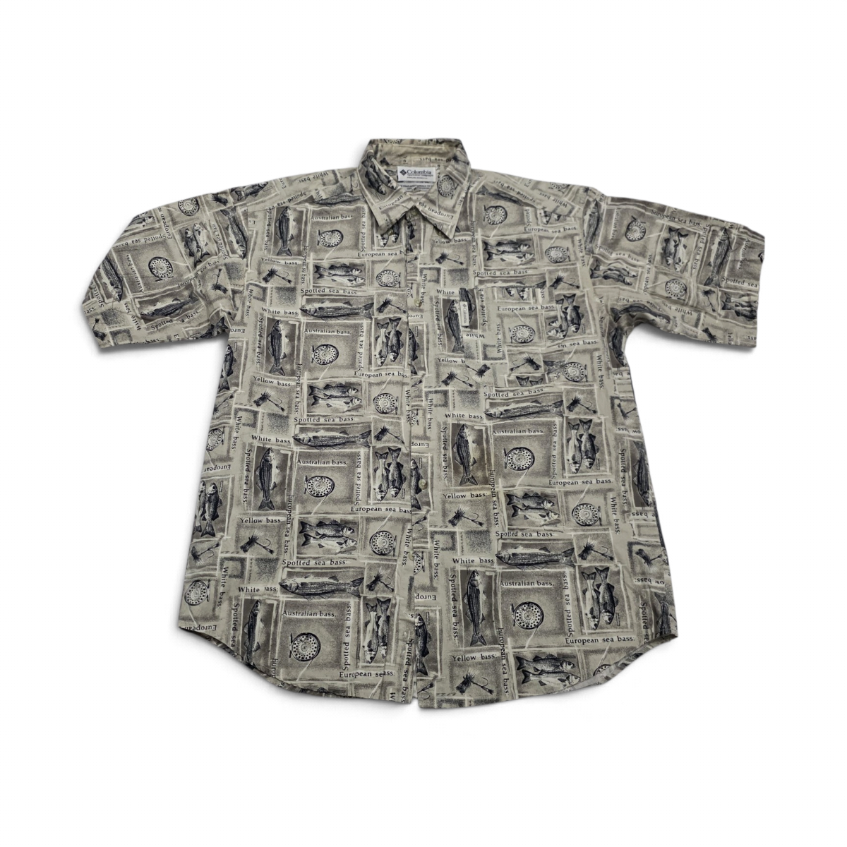 Camisa Columbia Mediana M Cafe Peces Manga Corta (Usado)