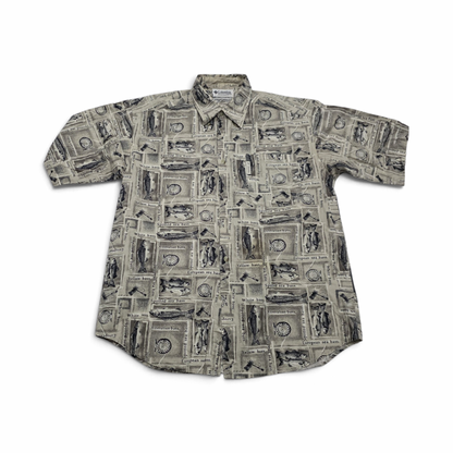 Camisa Columbia Mediana M Cafe Peces Manga Corta (Usado)