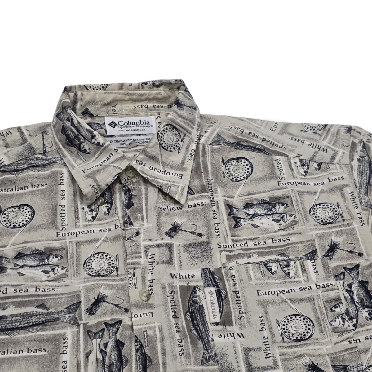 Camisa Columbia Mediana M Cafe Peces Manga Corta (Usado)