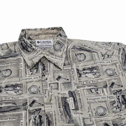 Camisa Columbia Mediana M Cafe Peces Manga Corta (Usado)