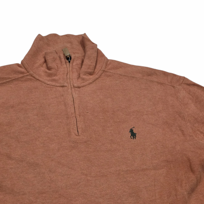Sueter Ralph Lauren Mediana Cierre Corto Naranja Pony Negro