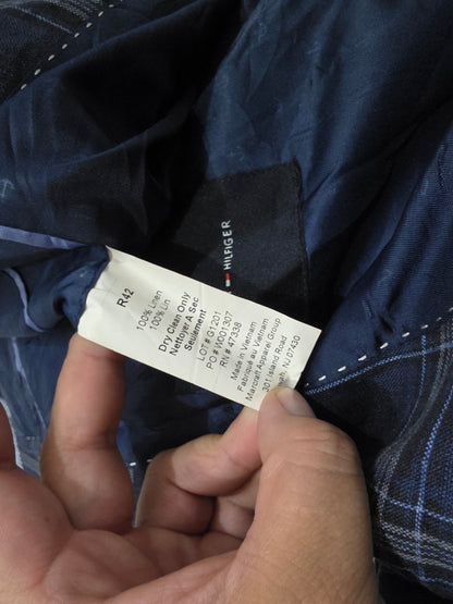 Saco Tommy Hilfiger 42r Azul Marino Cuadros (Usado)