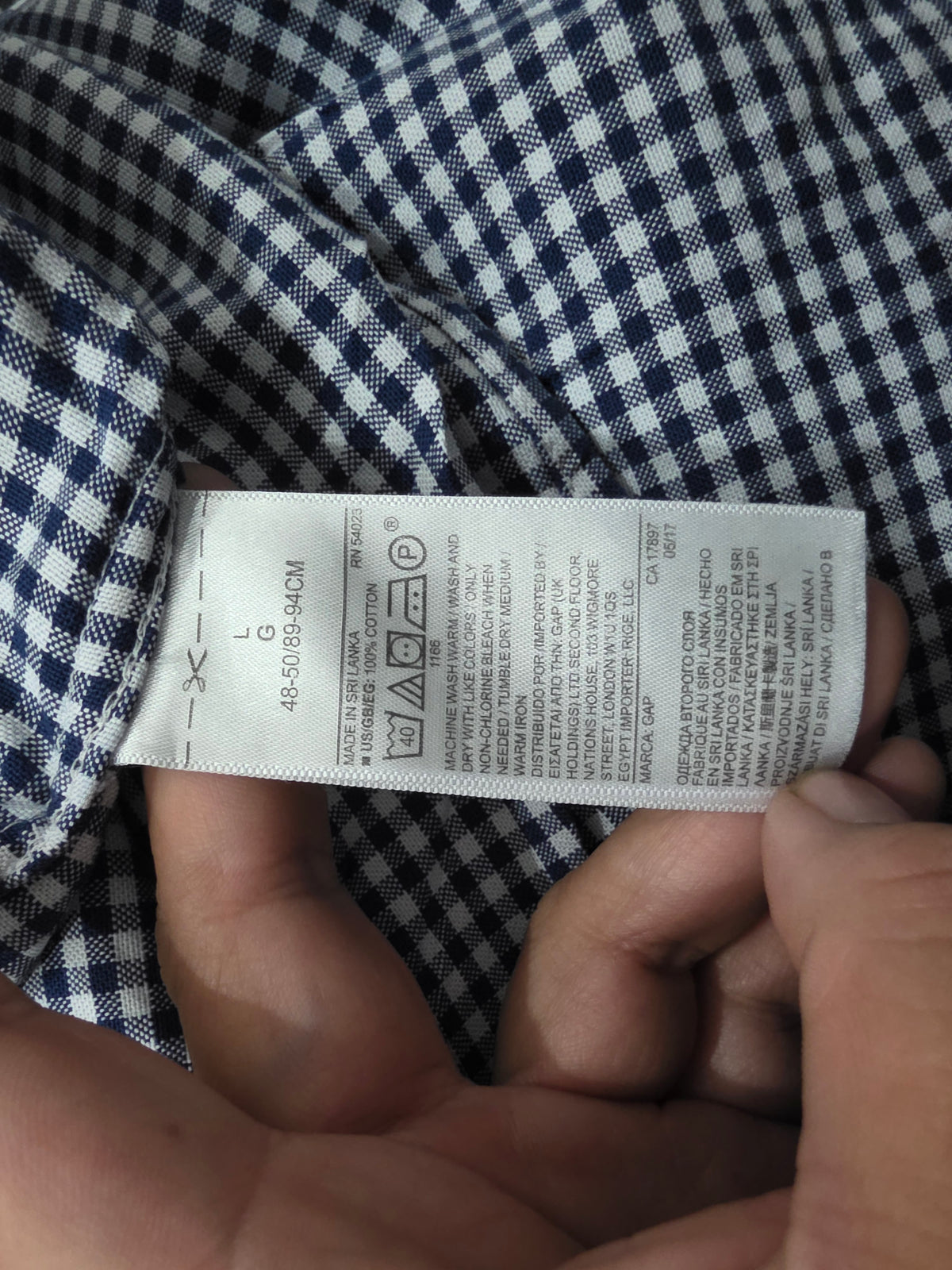 Camisa Gap Grande L Slim Fit Cuadros Azul (Usado)