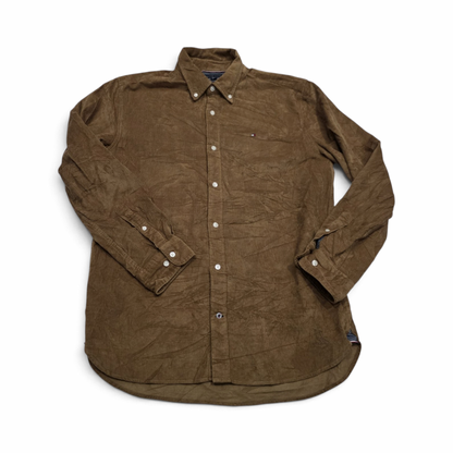 Camisa Tommy Hilfiger Grande L Regular Fit Pana Cafe (Usado)