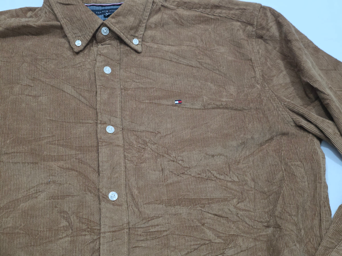 Camisa Tommy Hilfiger Grande L Regular Fit Pana Cafe (Usado)