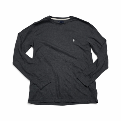 Playera Ralph Lauren Grande L Gris Pony Blanco Manga Larga (Usado)