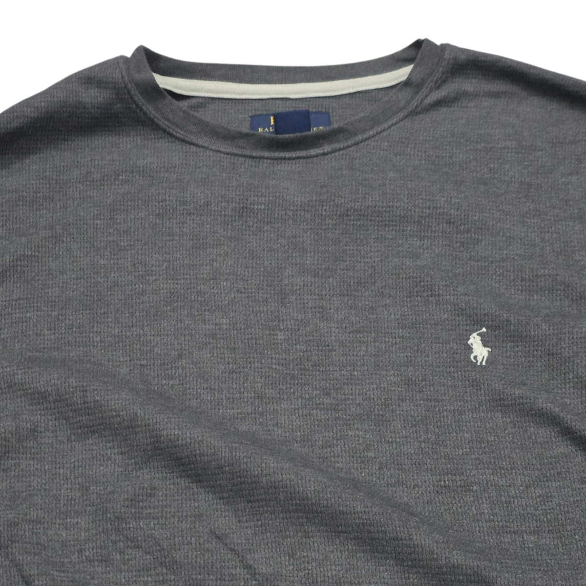 Playera Ralph Lauren Grande L Gris Pony Blanco Manga Larga (Usado)