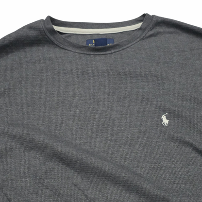 Playera Ralph Lauren Grande L Gris Pony Blanco Manga Larga (Usado)