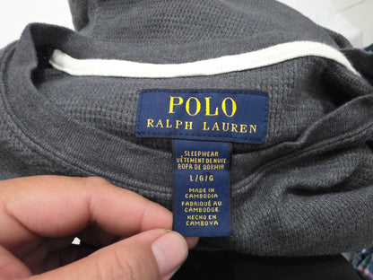 Playera Ralph Lauren Grande L Gris Pony Blanco Manga Larga (Usado)