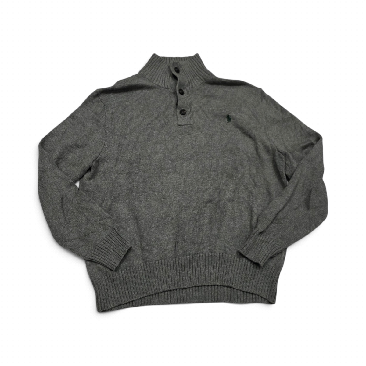 Sueter Ralph Lauren Grande L Gris Pony Verde (Usado)