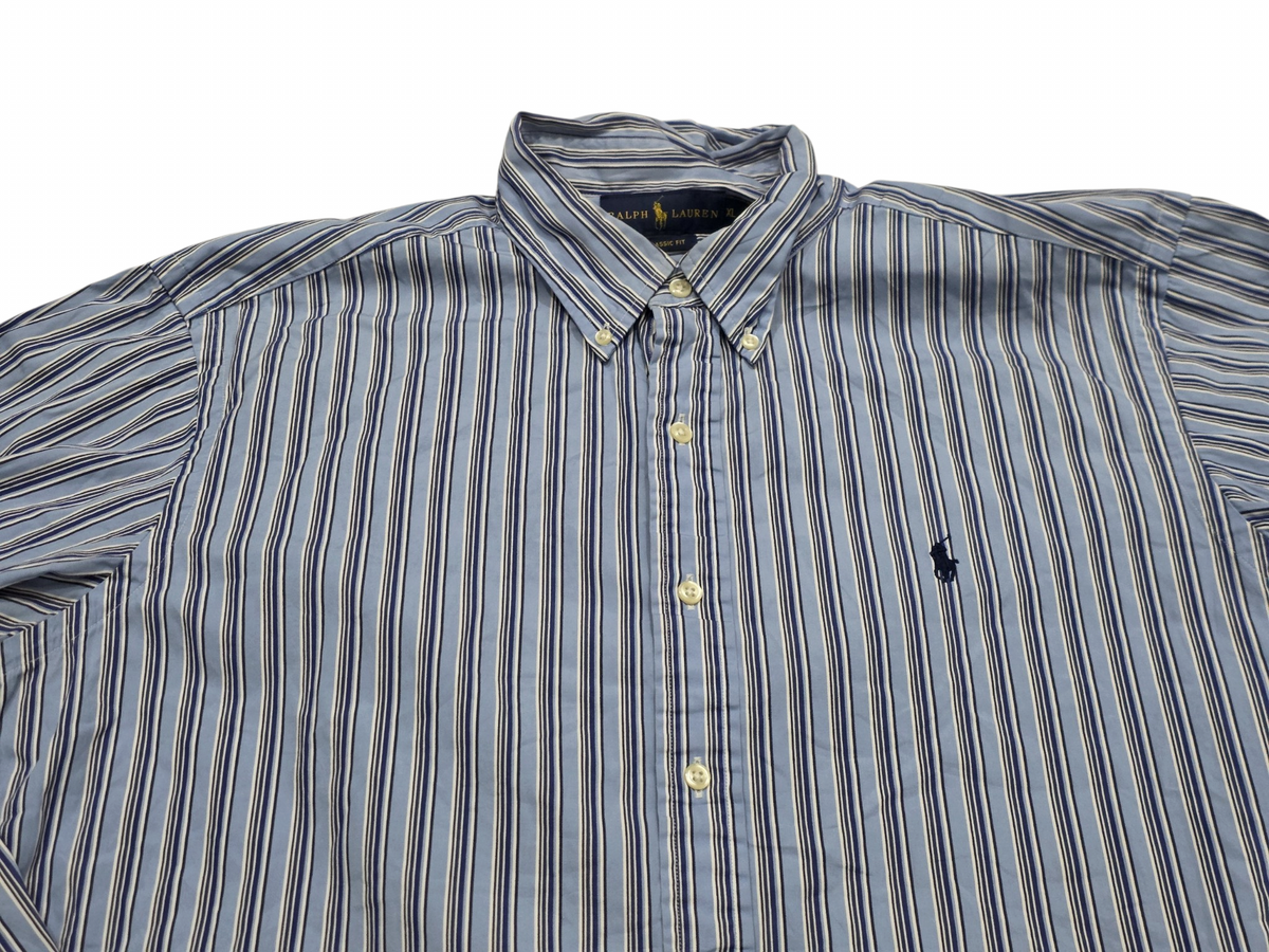 Camisa Ralph Lauren Xgrande Xl Classic Fit Lineas Azul (Usado)