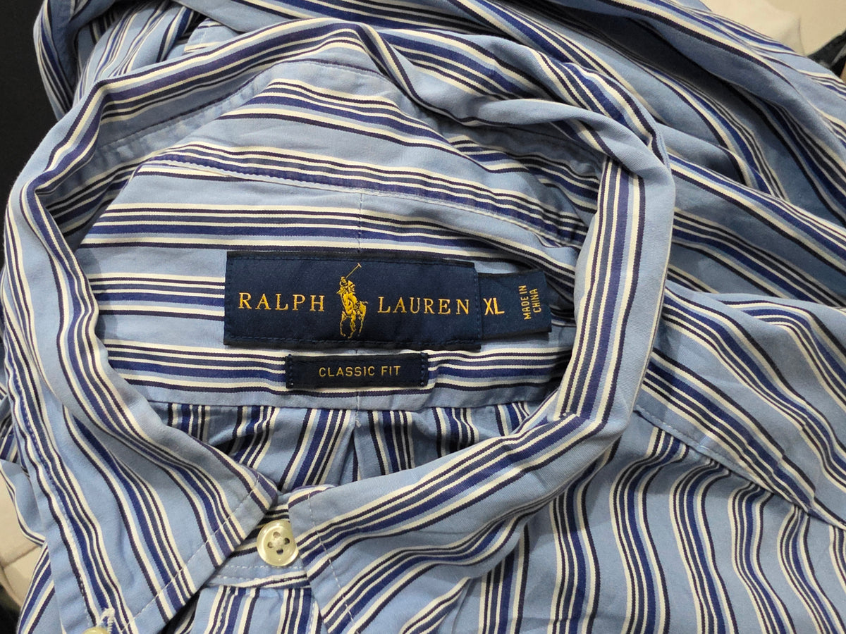 Camisa Ralph Lauren Xgrande Xl Classic Fit Lineas Azul (Usado)