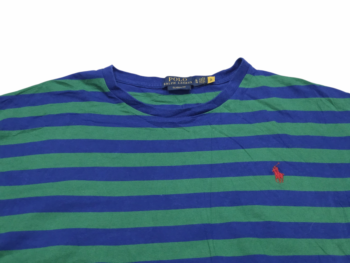 Playera Ralph Lauren Xgrande Classicfit Verde Y Azul Lineas (Usado)