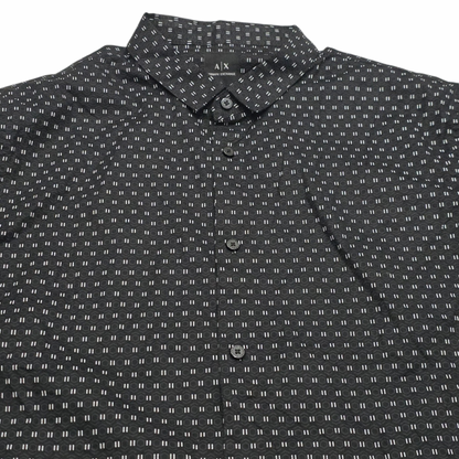 Camisa Armani Exchange Xgrande Xl Slim Negro Manga Corta (Usado)